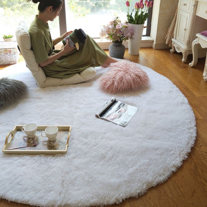 image-Super Soft Plush Round Rug Mat Fluffy White Carpets For Living Room Home Decor Bedroom Kid Room Decoration Salon Thick Pile Rug