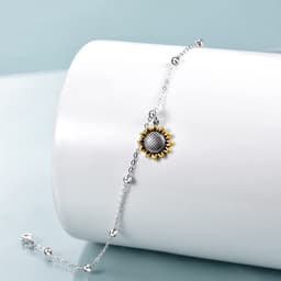 image-Beads Anklet Sterling Silver Sunflower Ankle Bracelets Jewelry for Women Girls Gifts