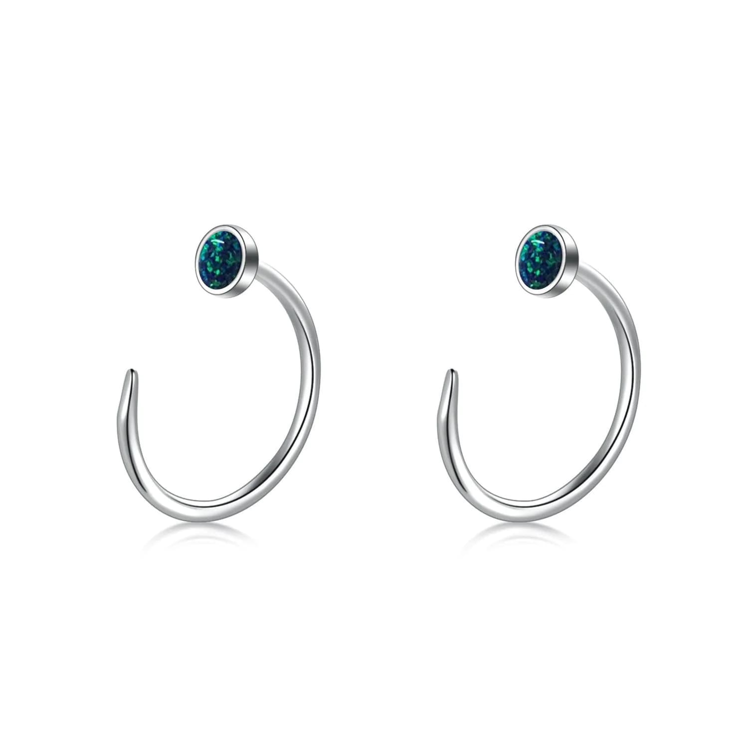 image-Ear Huggie Earrings Opal Half Cuff Hoop Earrings Threader Jewelry Gifts for Women Men Birthday