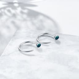 image-Ear Huggie Earrings Opal Half Cuff Hoop Earrings Threader Jewelry Gifts for Women Men Birthday