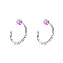 image-Ear Huggie Earrings Opal Half Cuff Hoop Earrings Threader Jewelry Gifts for Women Men Birthday