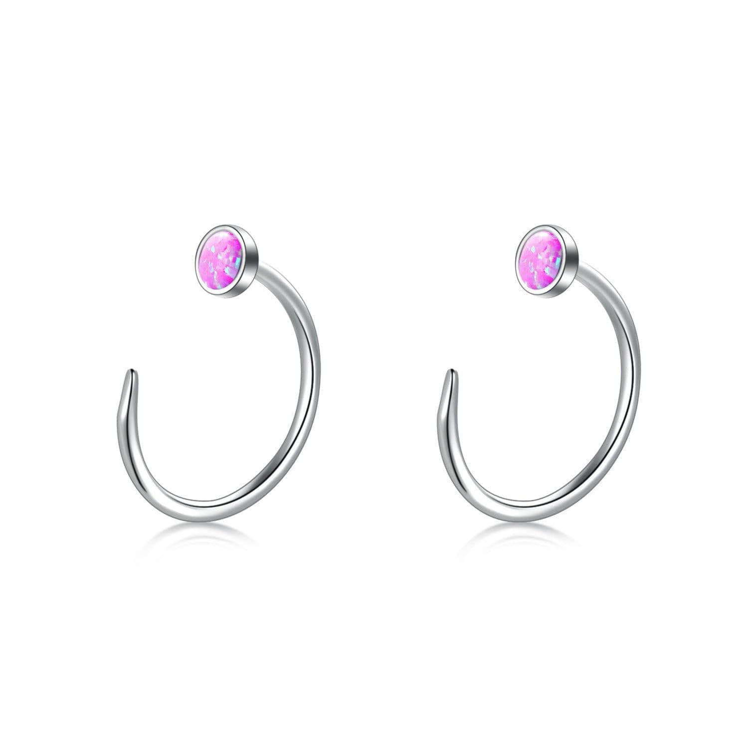 image-Ear Huggie Earrings Opal Half Cuff Hoop Earrings Threader Jewelry Gifts for Women Men Birthday