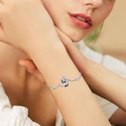 image-925 Sterling Silver Heart Charm Raccoon Bracelet Animal Jewelry Gifts For Women Girls Teen