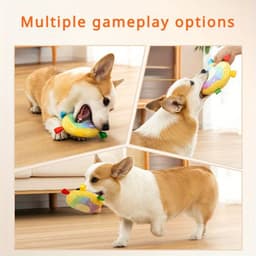 image-Cartoon Plush Flying Disc Toy Dog For Outdoor Play, Bite-resistant Pet Dog Toy Supplies Dog Training Flying Discs Outdoor Playing Disk Flyer