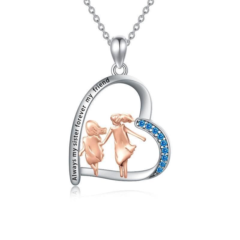 image-925 Sterling Silver Sister Heart Shape Necklace Always My Sister Forever My Friend