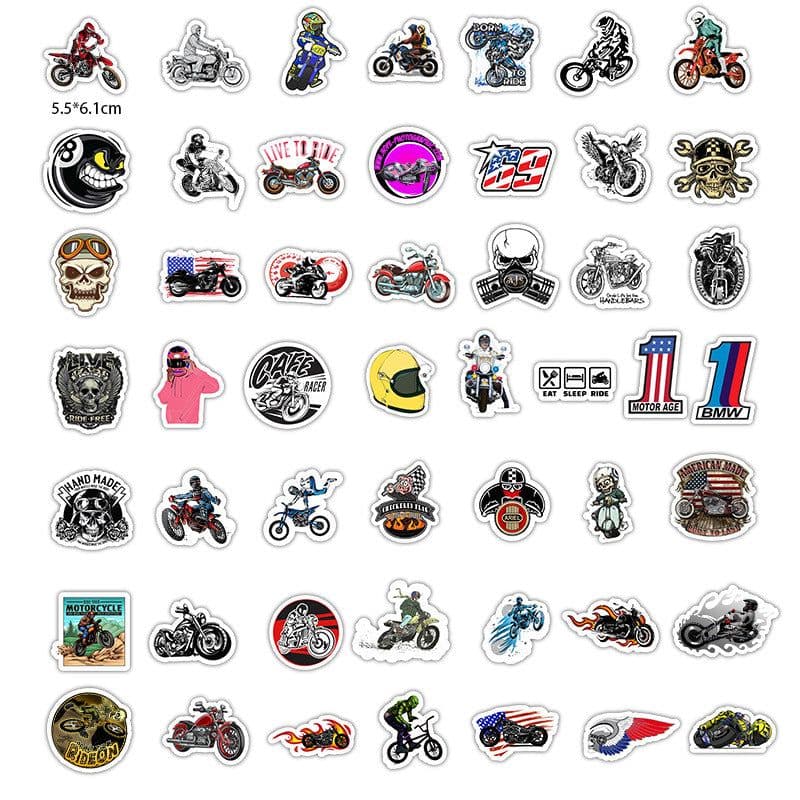 image-50 Motorcycle Character Graffiti Stickers Waterproof Removable Luggage Skateboard Sticker Stickers