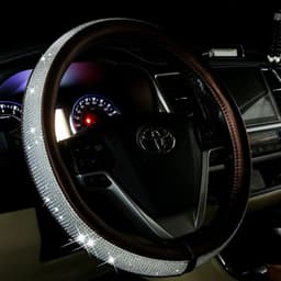 image-Womens Car Steering Wheel Cover Summer Rhinestone Car