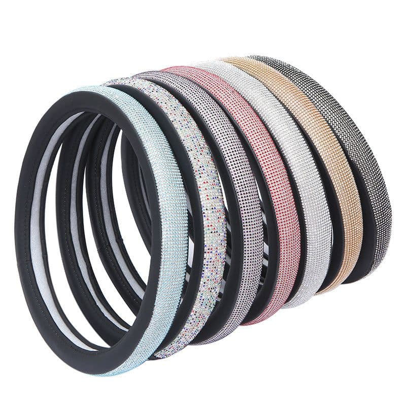 image-Womens Car Steering Wheel Cover Summer Rhinestone Car