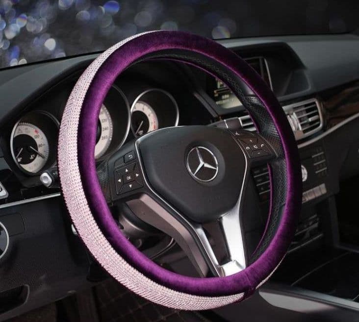 image-Womens Car Steering Wheel Cover Summer Rhinestone Car