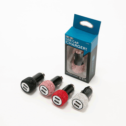image-2.4A Dual Port Car Mobile Phone Charger With One For Two Diamond-Inlaid Dual Usb Car Charger Travel Car Charging Head