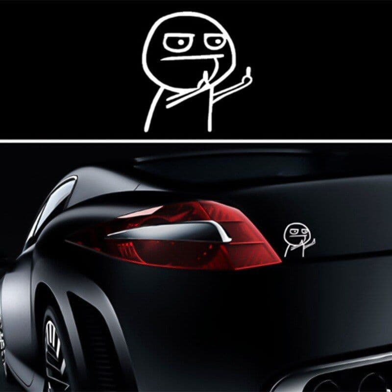 image-Middle finger despise funny cartoon body car sticker