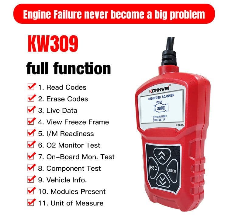 image-KW310 Car Diagnostic Scanner Scanner Barcode Reader Tool