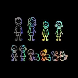 image-Big Family Cartoon Car Stickers Funny