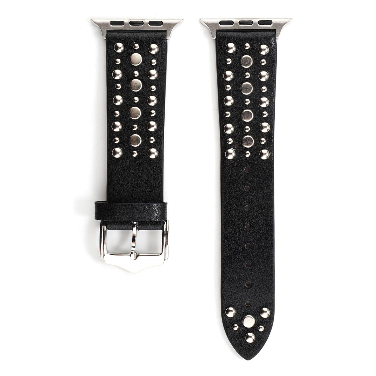image-Compatible with Apple, Strap Silver Nails, Gold Nails, Rose Gold Nails Iwatch54321 Rivet Leather Strap