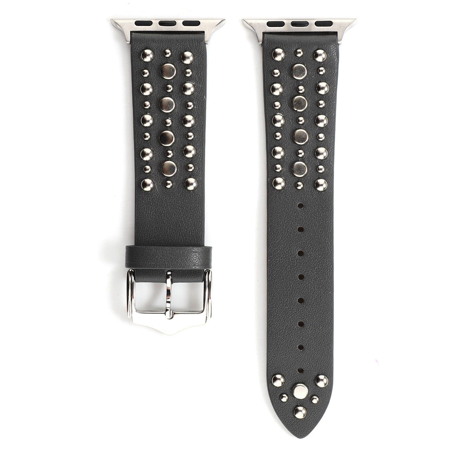 image-Compatible with Apple, Strap Silver Nails, Gold Nails, Rose Gold Nails Iwatch54321 Rivet Leather Strap