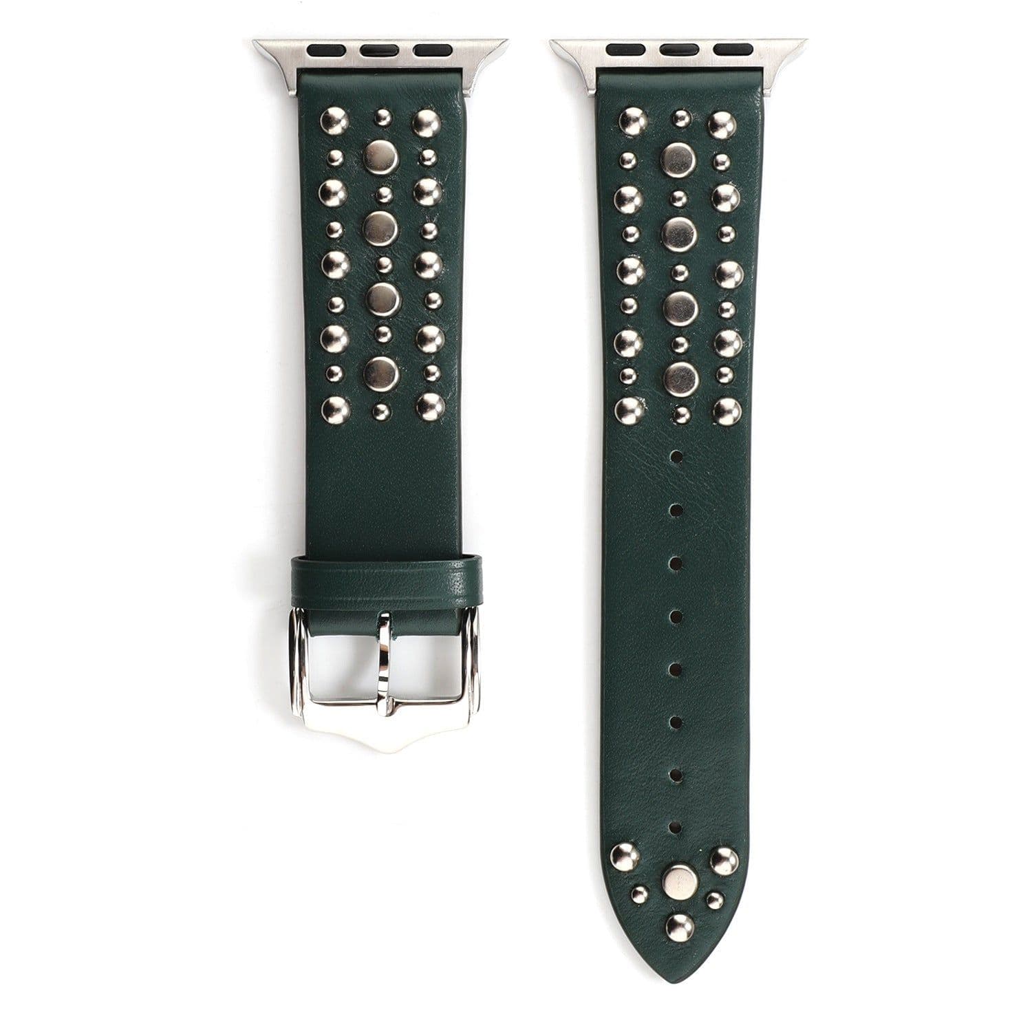 image-Compatible with Apple, Strap Silver Nails, Gold Nails, Rose Gold Nails Iwatch54321 Rivet Leather Strap