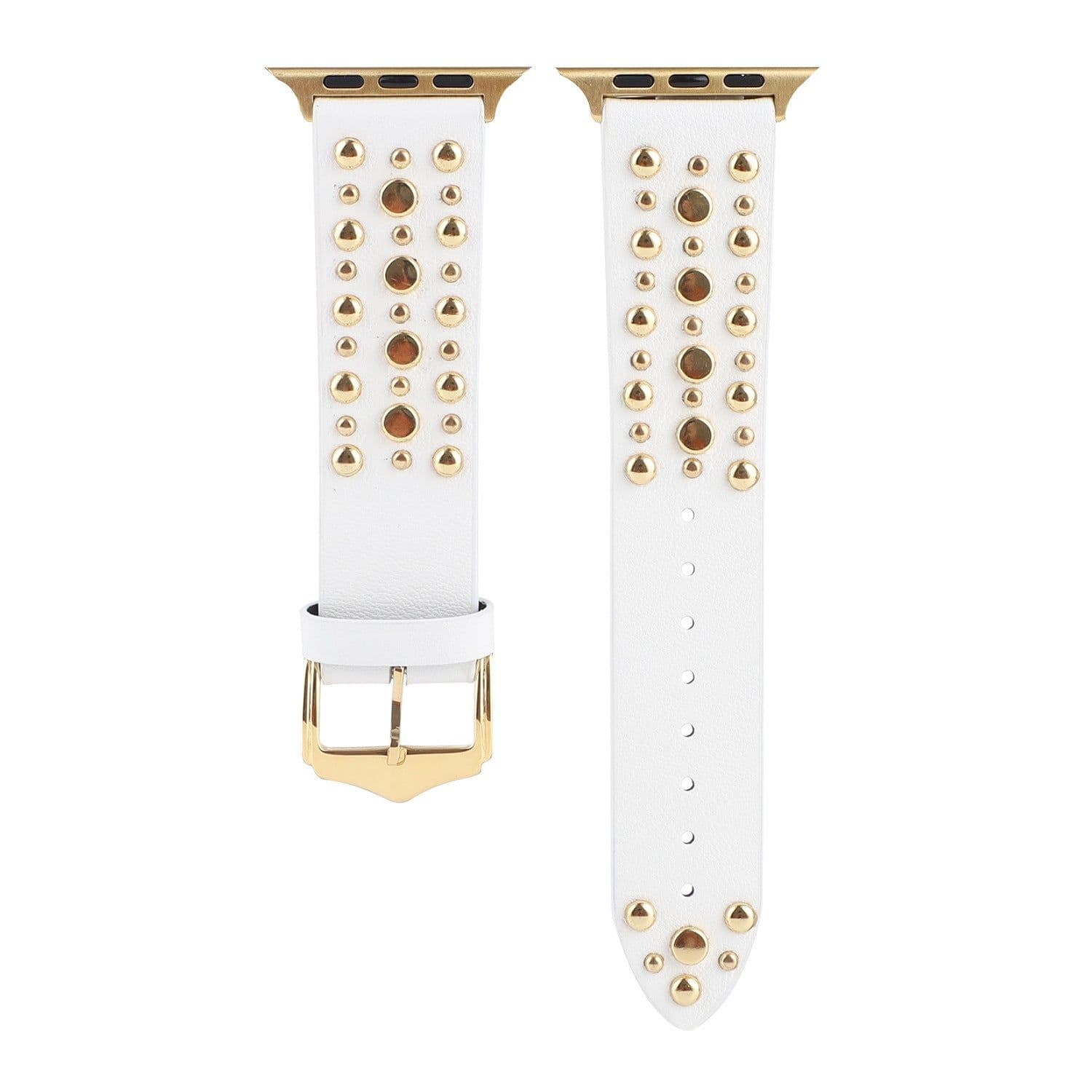 image-Compatible with Apple, Strap Silver Nails, Gold Nails, Rose Gold Nails Iwatch54321 Rivet Leather Strap