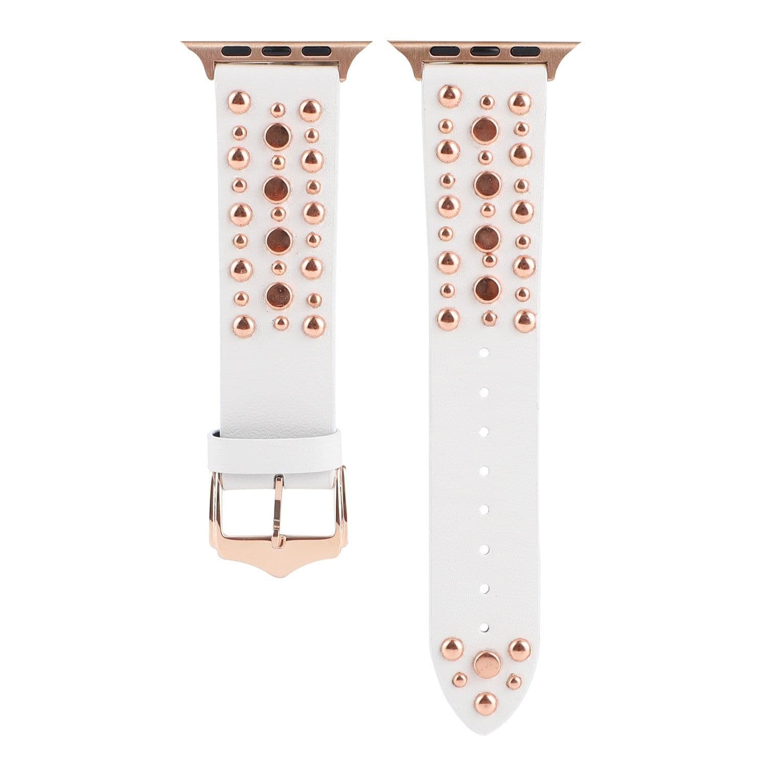 image-Compatible with Apple, Strap Silver Nails, Gold Nails, Rose Gold Nails Iwatch54321 Rivet Leather Strap