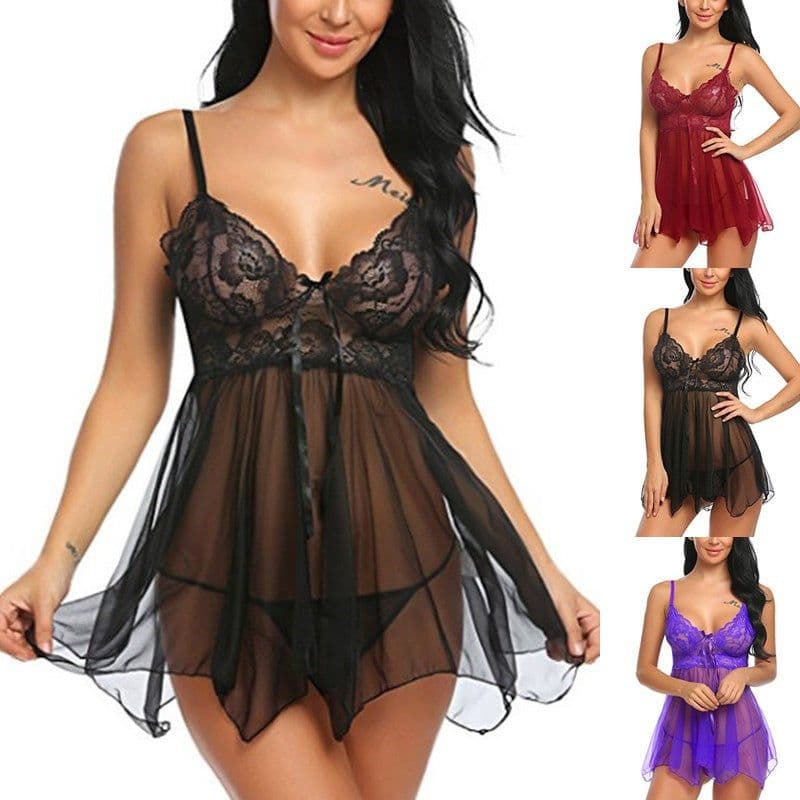 image-Sexy Lingerie Sexy Lingerie Front Slit Nightdress