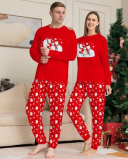 image-Christmas Family Pajamas Matching Sets Christmas Sleepwear Parent-Child Pjs Outfit For Christmas Holiday Xmas Party