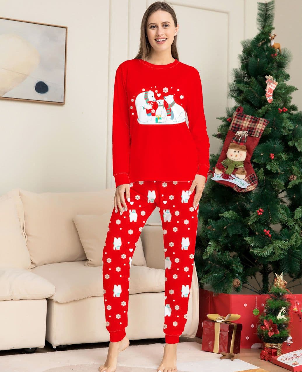 image-Christmas Family Pajamas Matching Sets Christmas Sleepwear Parent-Child Pjs Outfit For Christmas Holiday Xmas Party