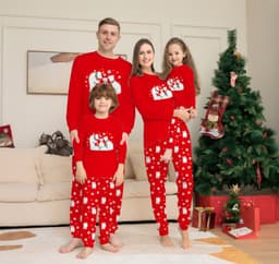 image-Christmas Family Pajamas Matching Sets Christmas Sleepwear Parent-Child Pjs Outfit For Christmas Holiday Xmas Party