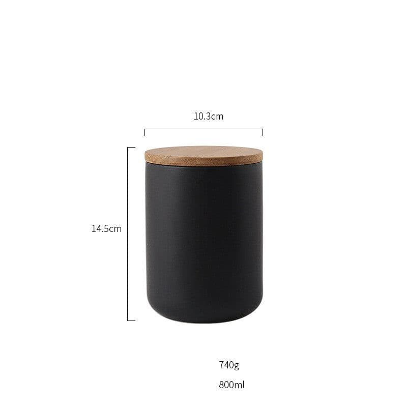image-Kitchen ceramic wooden lid sealed storage jar