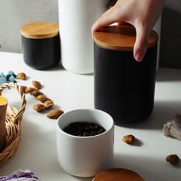 image-Kitchen ceramic wooden lid sealed storage jar