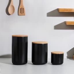 image-Kitchen ceramic wooden lid sealed storage jar