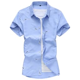 image-Men Short Sleeve Cotton Flower Shirt Mens Dress Shirts