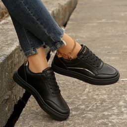image-Lace-up White Flats Shoes Fashion Round Toe Slip-on Thick Sole Casual Shoes For Women