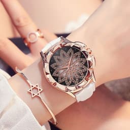 image-LUXURIOUS ROTATING DIAL LEATHER WRISTWATCH