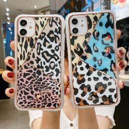 image-Electroplating love leopard print small waist protective cover phone case