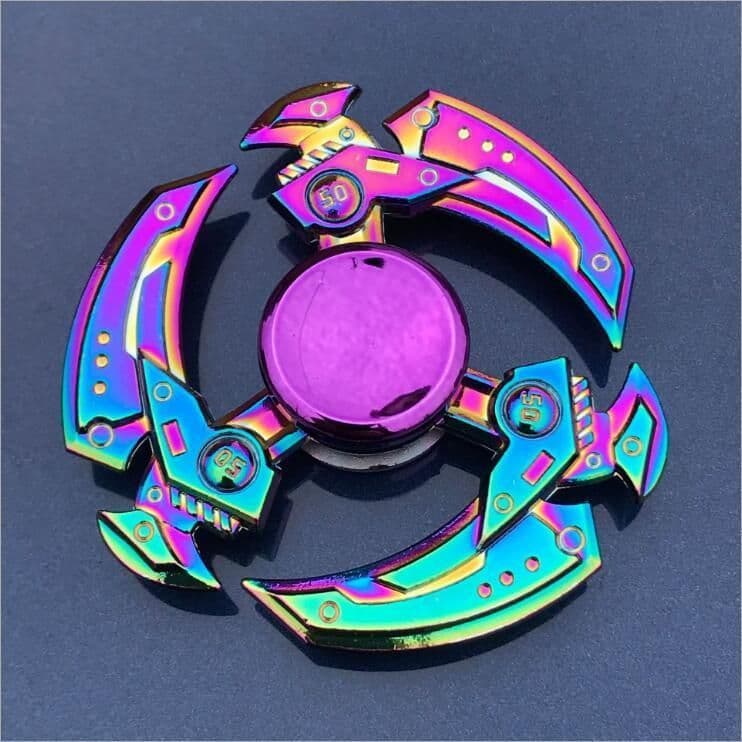 image-Rainbow Fidget Spinner Edc Hand Toy Metal Adhd Finger Tri Focus Brass New Kids