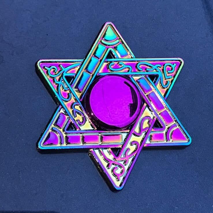 image-Rainbow Fidget Spinner Edc Hand Toy Metal Adhd Finger Tri Focus Brass New Kids