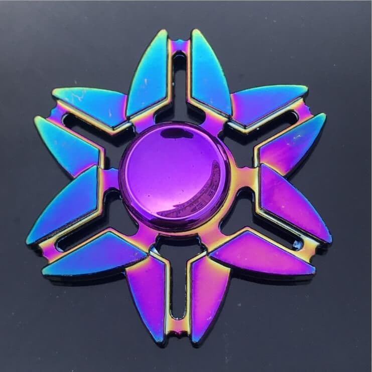 image-Rainbow Fidget Spinner Edc Hand Toy Metal Adhd Finger Tri Focus Brass New Kids