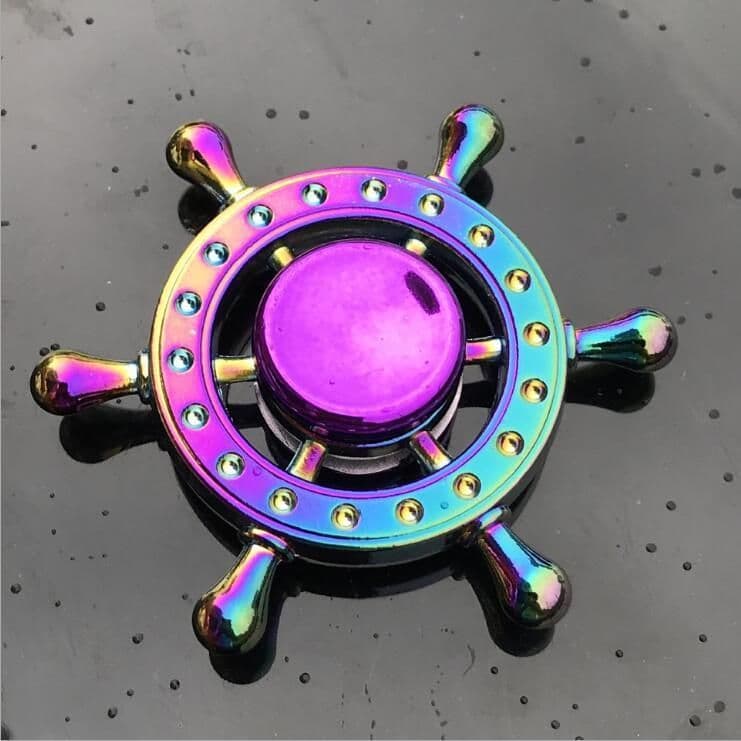 image-Rainbow Fidget Spinner Edc Hand Toy Metal Adhd Finger Tri Focus Brass New Kids