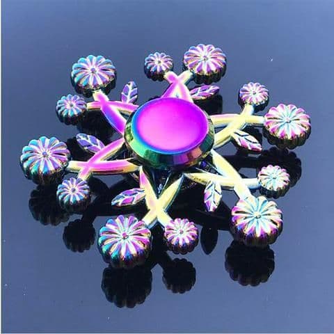 image-Rainbow Fidget Spinner Edc Hand Toy Metal Adhd Finger Tri Focus Brass New Kids