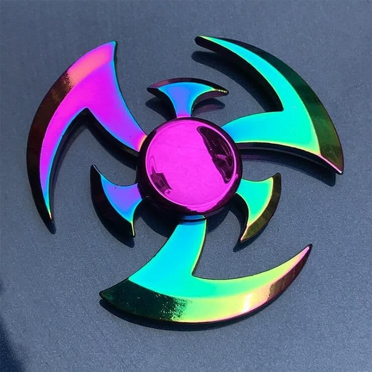 image-Rainbow Fidget Spinner Edc Hand Toy Metal Adhd Finger Tri Focus Brass New Kids