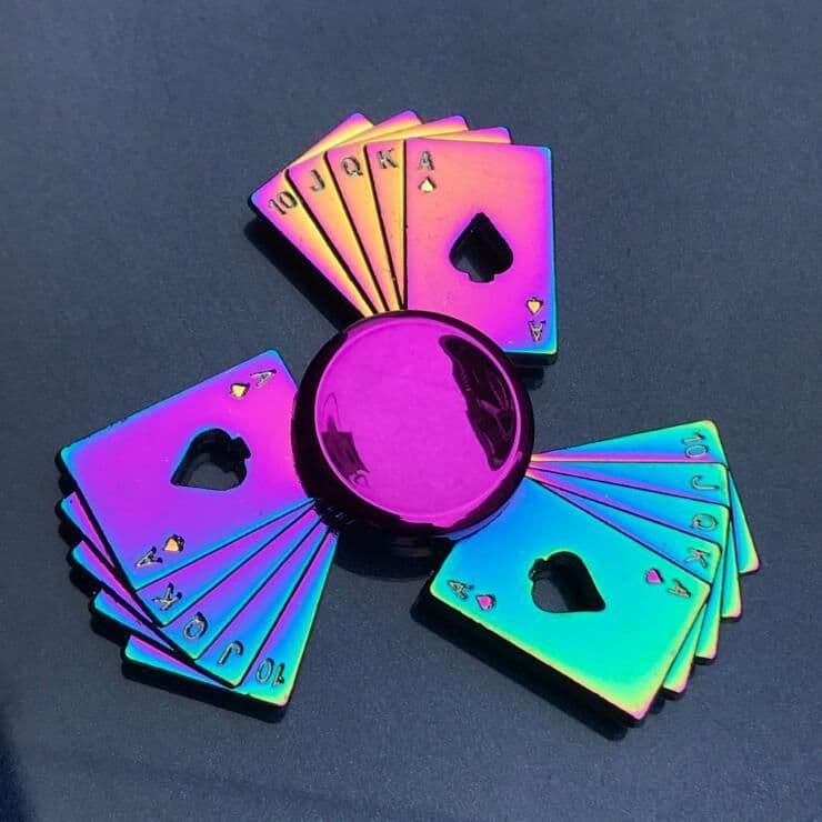 image-Rainbow Fidget Spinner Edc Hand Toy Metal Adhd Finger Tri Focus Brass New Kids