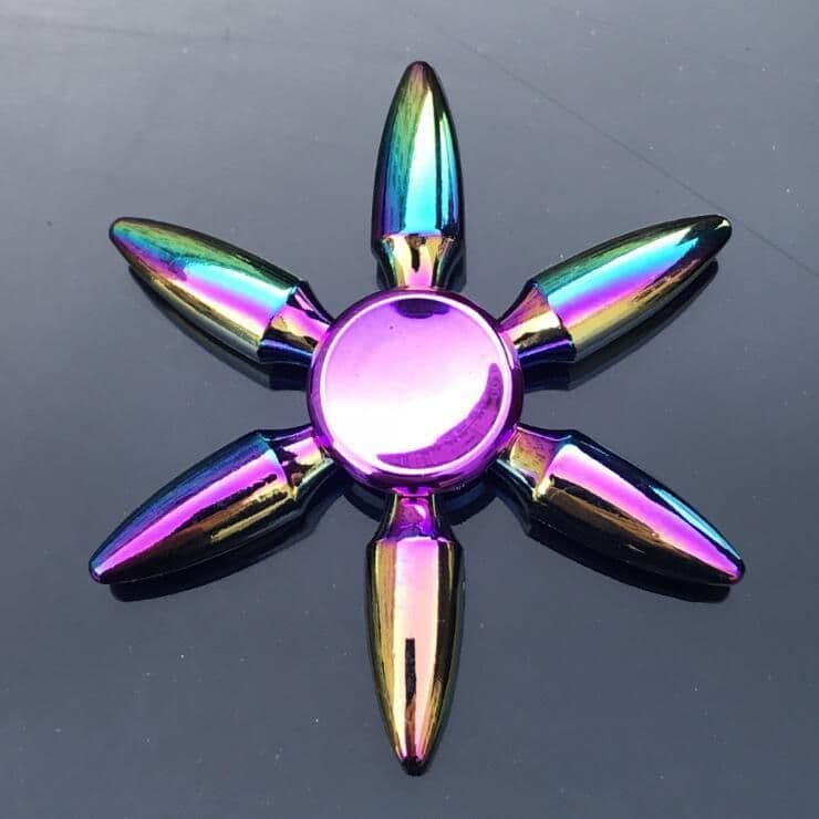 image-Rainbow Fidget Spinner Edc Hand Toy Metal Adhd Finger Tri Focus Brass New Kids