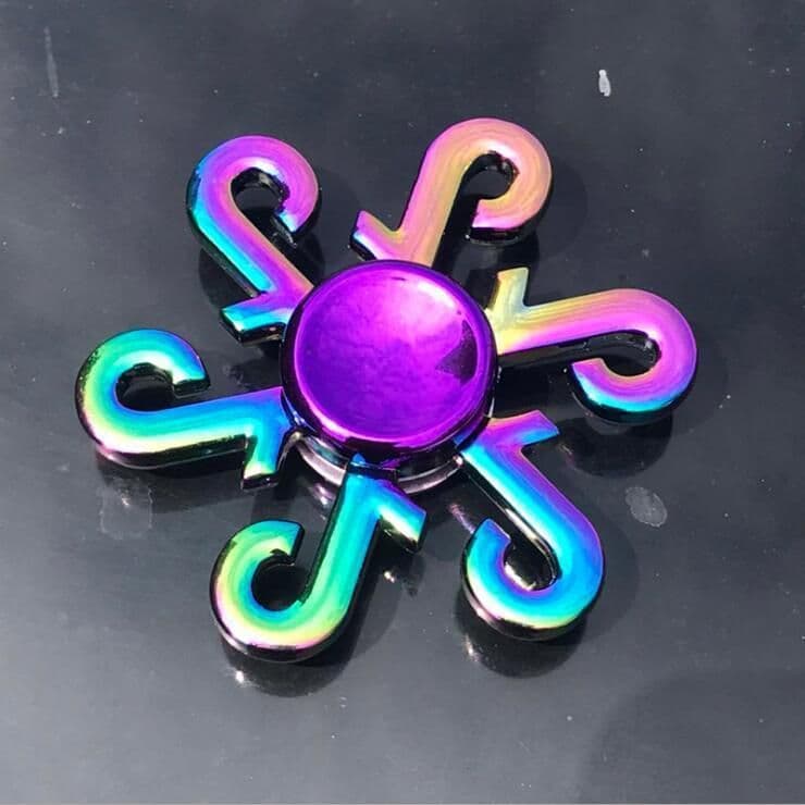 image-Rainbow Fidget Spinner Edc Hand Toy Metal Adhd Finger Tri Focus Brass New Kids