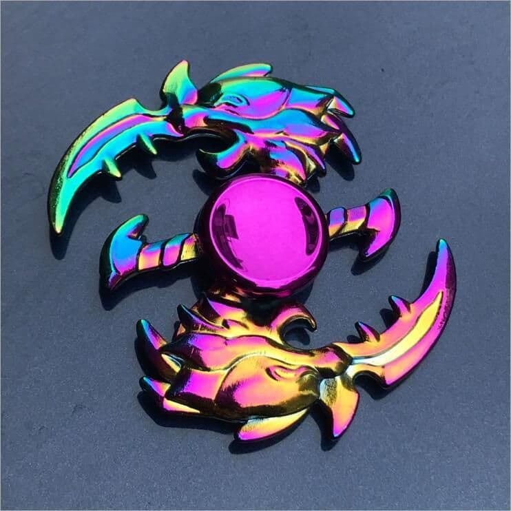 image-Rainbow Fidget Spinner Edc Hand Toy Metal Adhd Finger Tri Focus Brass New Kids