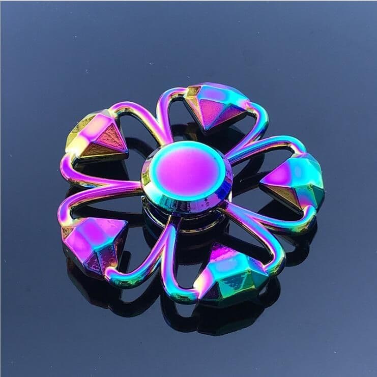 image-Rainbow Fidget Spinner Edc Hand Toy Metal Adhd Finger Tri Focus Brass New Kids