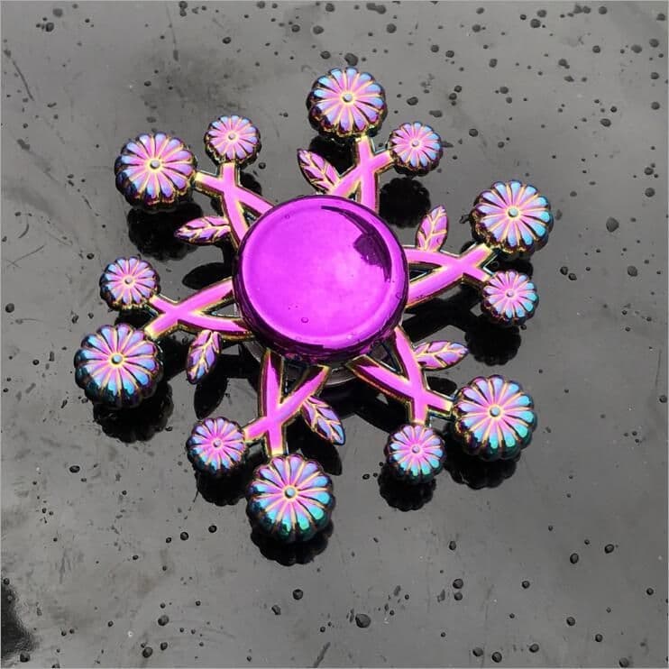 image-Rainbow Fidget Spinner Edc Hand Toy Metal Adhd Finger Tri Focus Brass New Kids