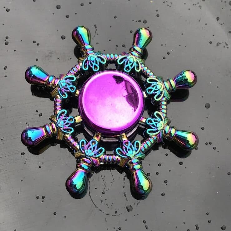 image-Rainbow Fidget Spinner Edc Hand Toy Metal Adhd Finger Tri Focus Brass New Kids