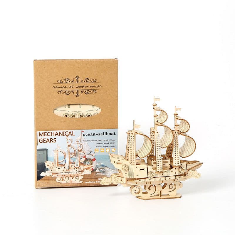 image-Ocean Sailing Puzzle 3D Basswood Children's Puzzle Toy