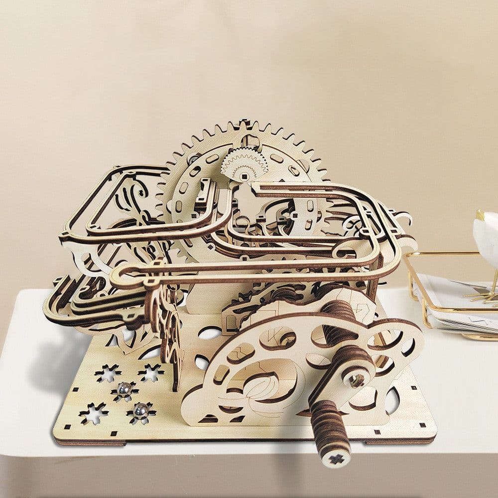 image-Puzzle 3D Puzzle Hand-cranked Wooden Mechanical Track