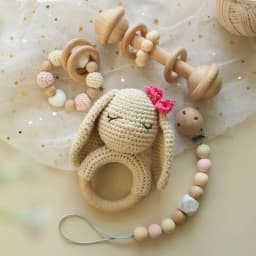 image-DIY Baby Handmade Wool Crochet Rabbit Rattle Toy