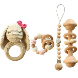 image-DIY Baby Handmade Wool Crochet Rabbit Rattle Toy